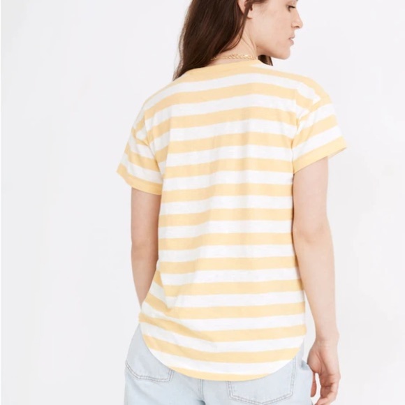 Madewell Whisper Cotton Rib-Crewneck Tee in Bastian Stripe Small - Picture 4 of 7